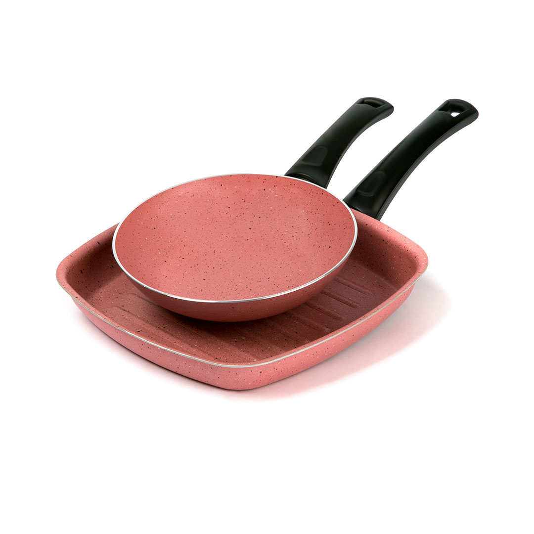 مقلاة جرانيت من لازورد - مقاس 22، 27 سم - كشمير - 2 قطعة