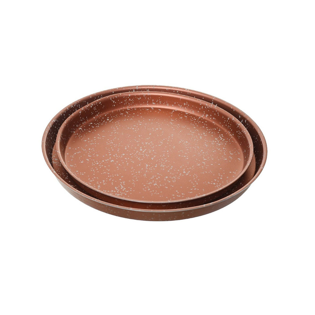 صينية بيتزا جرانيت لازورد - مقاس 26 - 30 سم - نحاسي - 2 قطعة