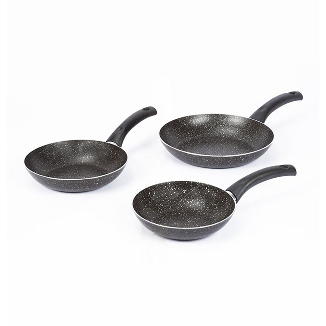 حلل جرانيت لازورد - 3 قطع - مقاس 18، 20، 24 سم - أسود