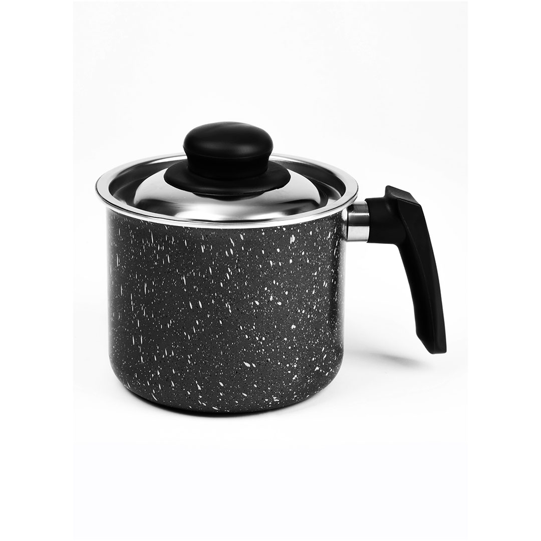 لبانة جرانيت لازورد بغطاء ستانلس - 14 سم - أسود