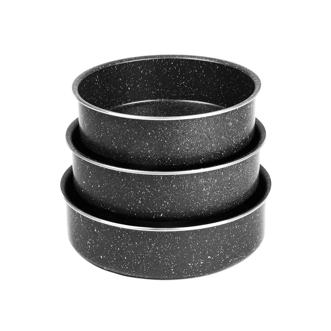 صواني فرن جرانيت برو من لازورد - 3 قطع - مقاس 24، 26، 28 سم - أسود