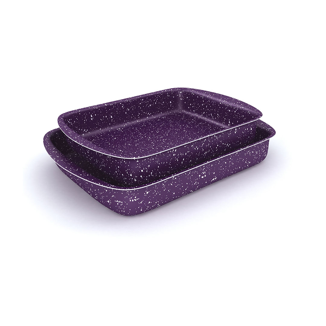 طاجن فرن مستطيل من لازورد جرانيت بلس - موف - 2 قطعة