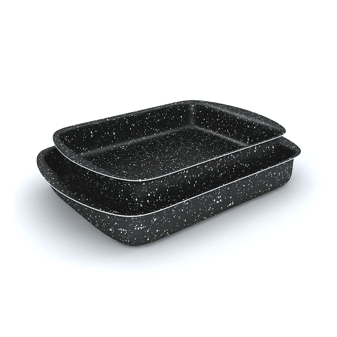 طاجن فرن مستطيل من لازورد جرانيت بلس - أسود - 2 قطعة