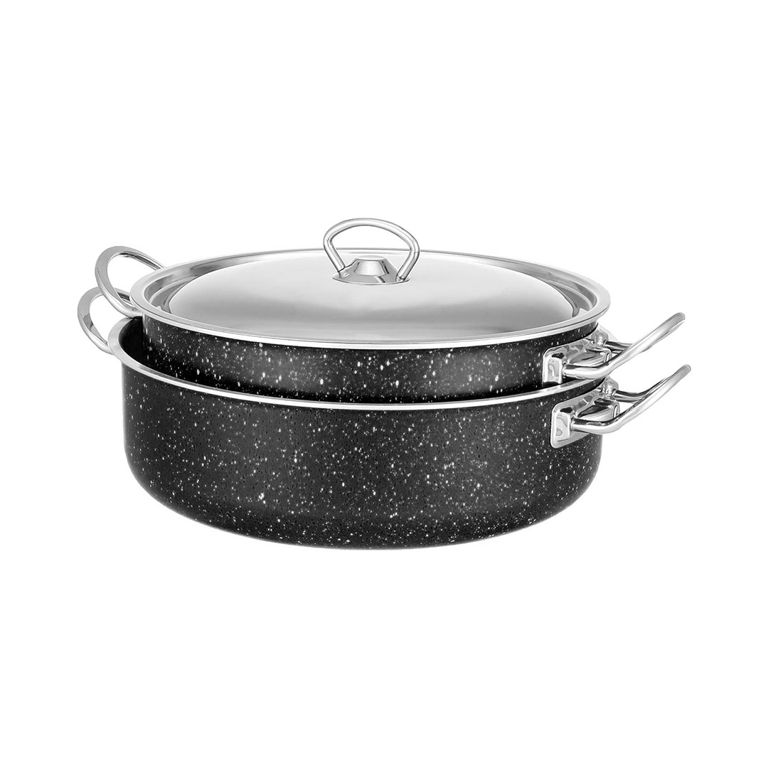 مقلاة جرانيت برو من لازورد - 4 قطع - مقاس 26 ، 28 سم - أسود