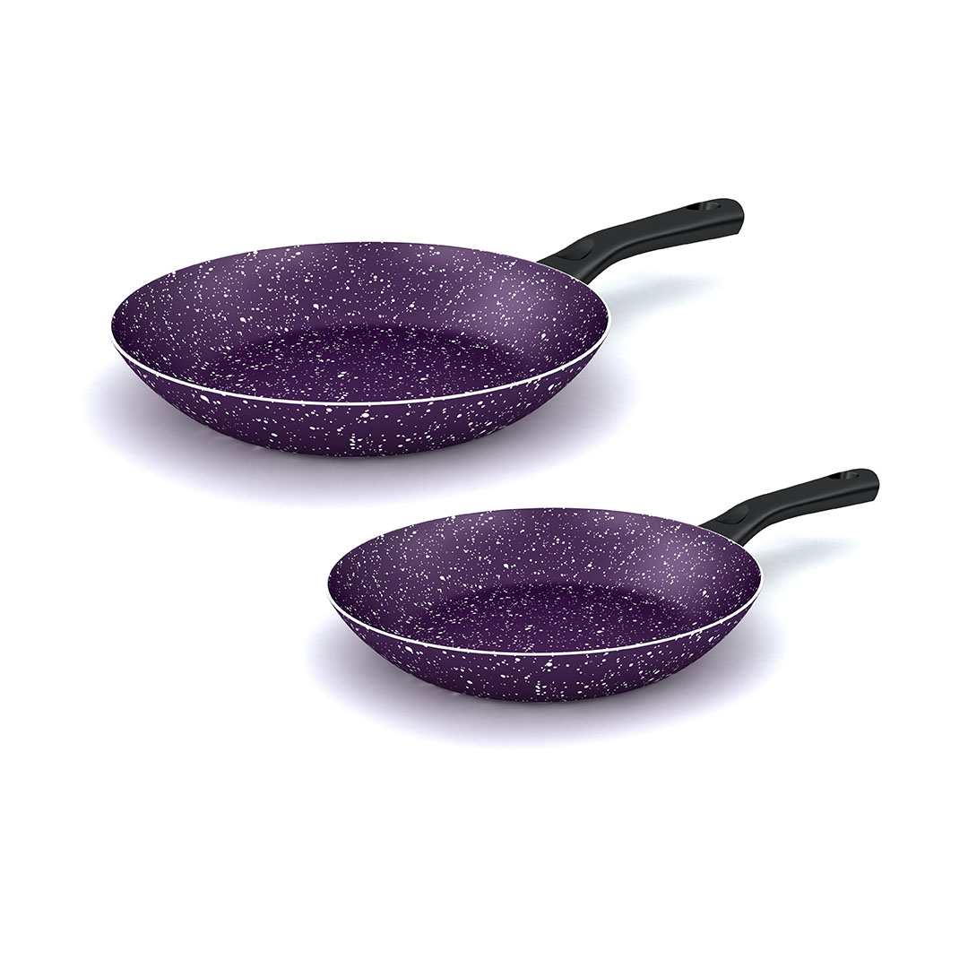 طقم مقلاية جرانيت لازورد - مقاس 22/26 سم - موف - 2 قطعة