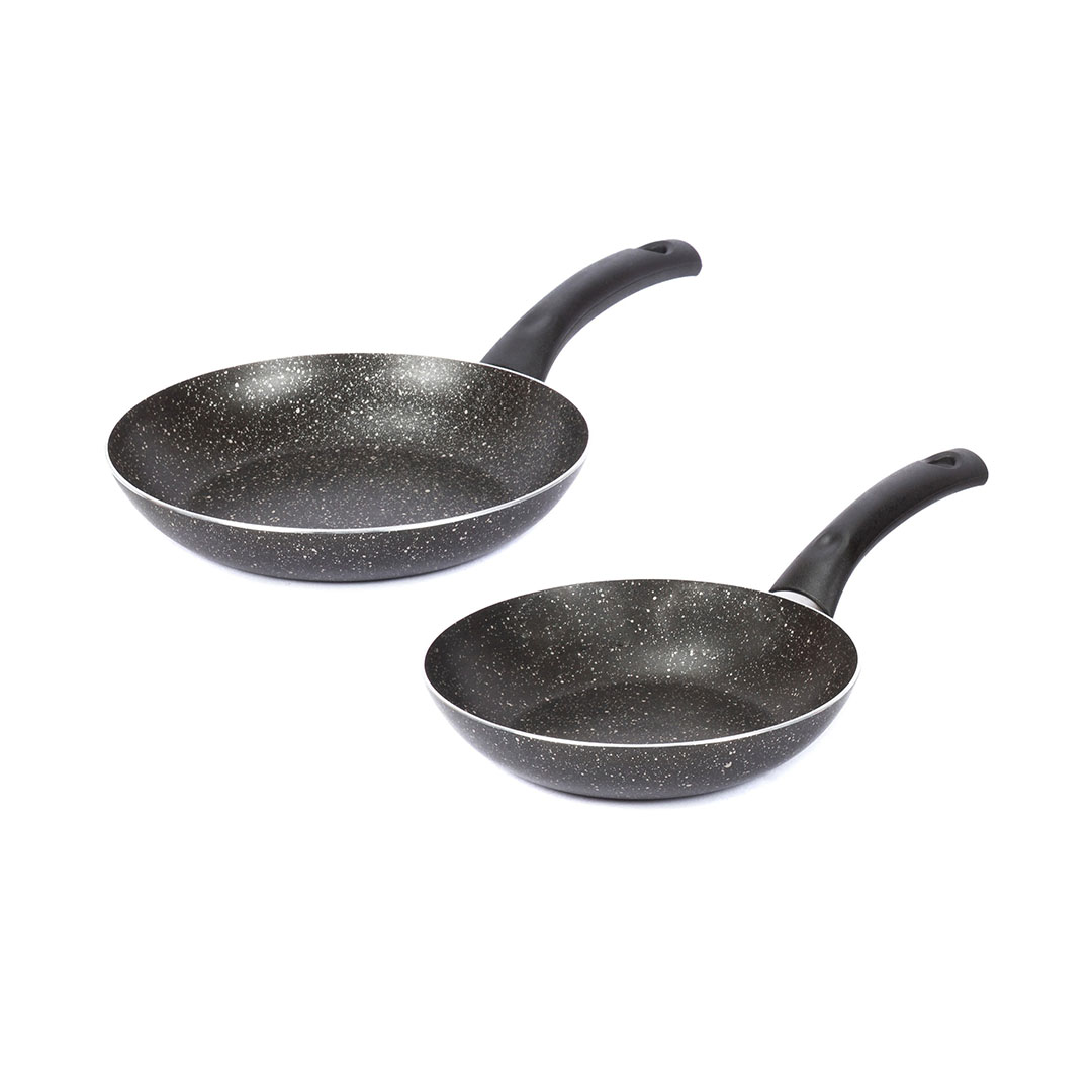 طقم مقلاية جرانيت لازورد - مقاس 22/26 سم - أسود - 2 قطعة
