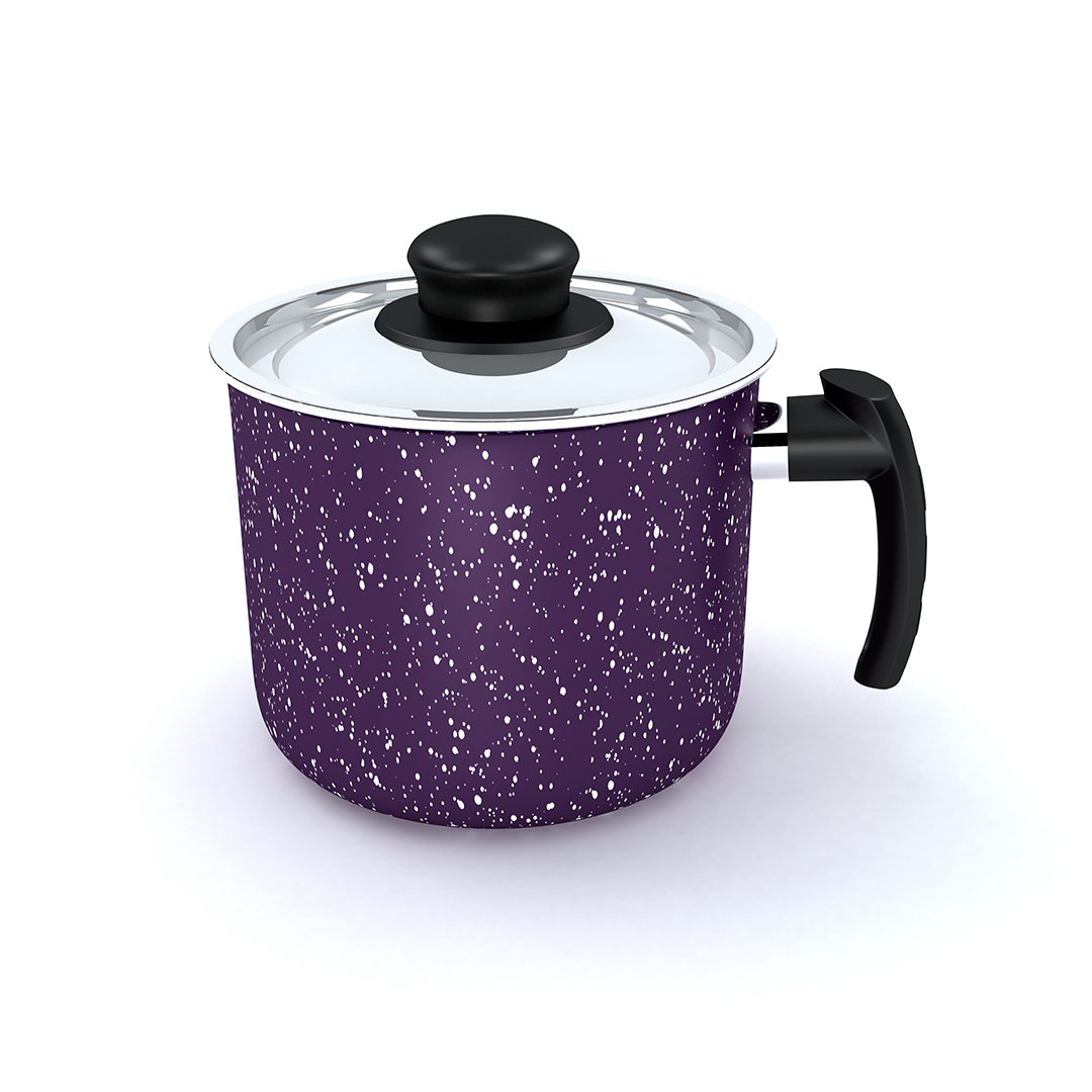 لبانة جرانيت لازورد بغطاء ستانلس - 16 سم - موف