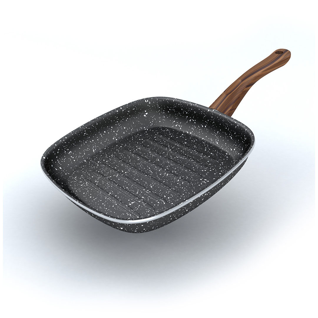 مقلاة شواء مربعة جرانيت من لابيس - 27 سم - أسود