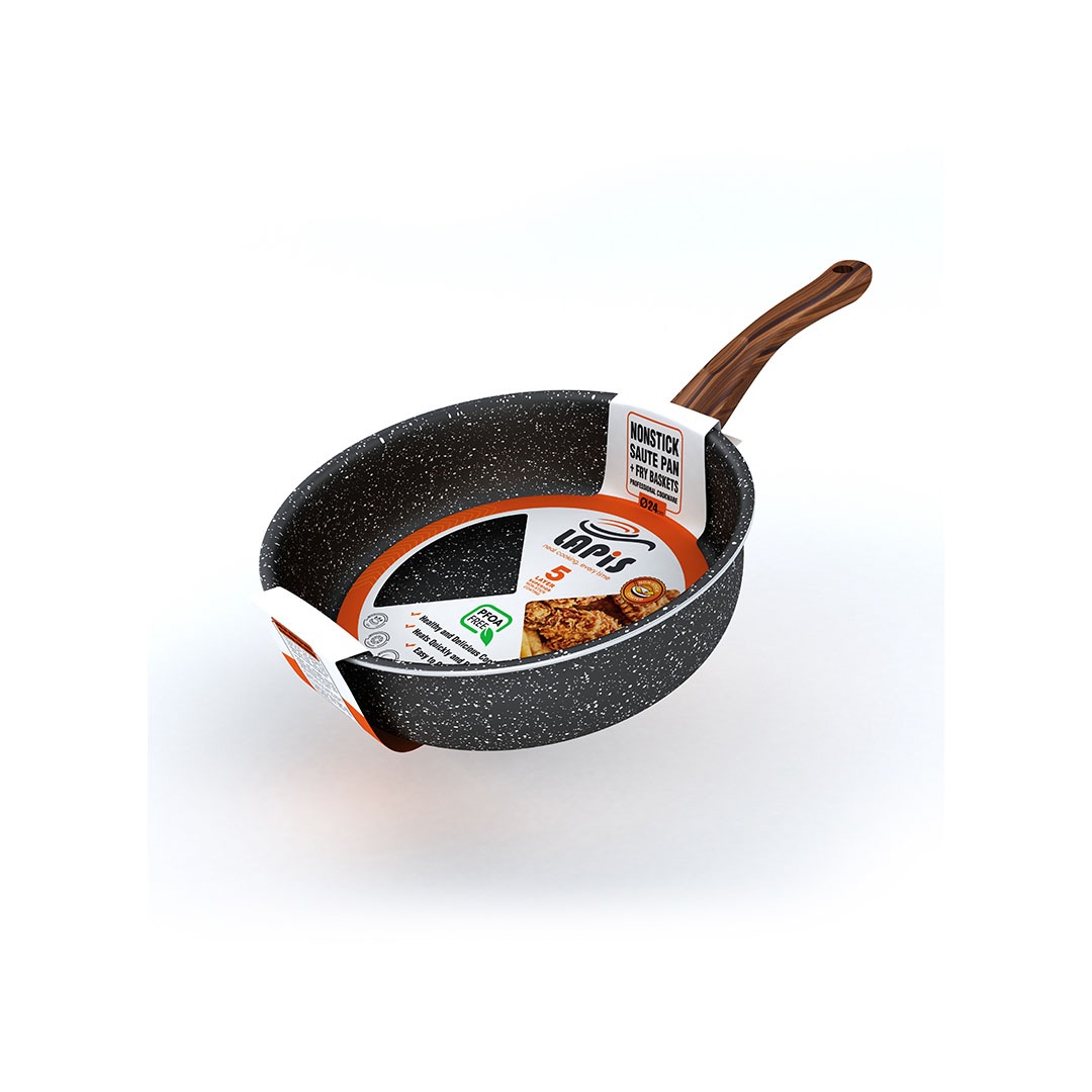 مقلاة جرانيت لابيس مع مصفاة ستانلس - 24 سم - أسود