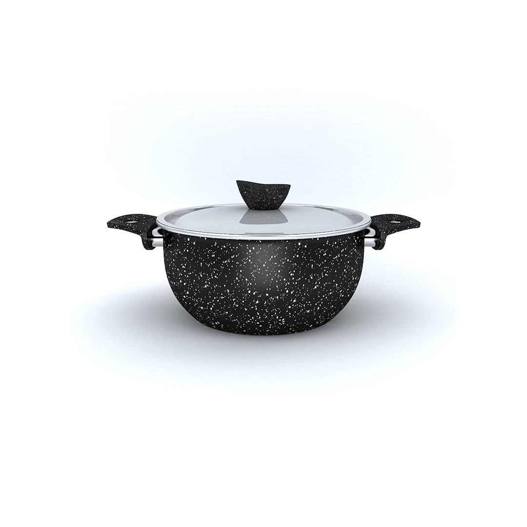 حلل لابيس جرانيت بغطاء ستانلس  - 11 قطعة - أسود