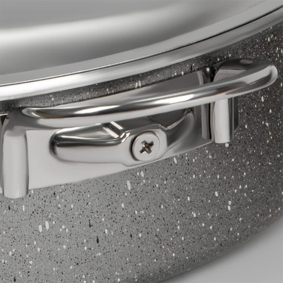 صواني جرانيت برو من لازورد - 4 قطع - مقاس 26، 28 سم - رمادي