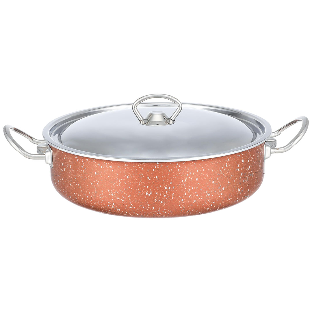 صواني جرانيت برو من لازورد - 4 قطع - مقاس 26، 28 سم - نحاسي