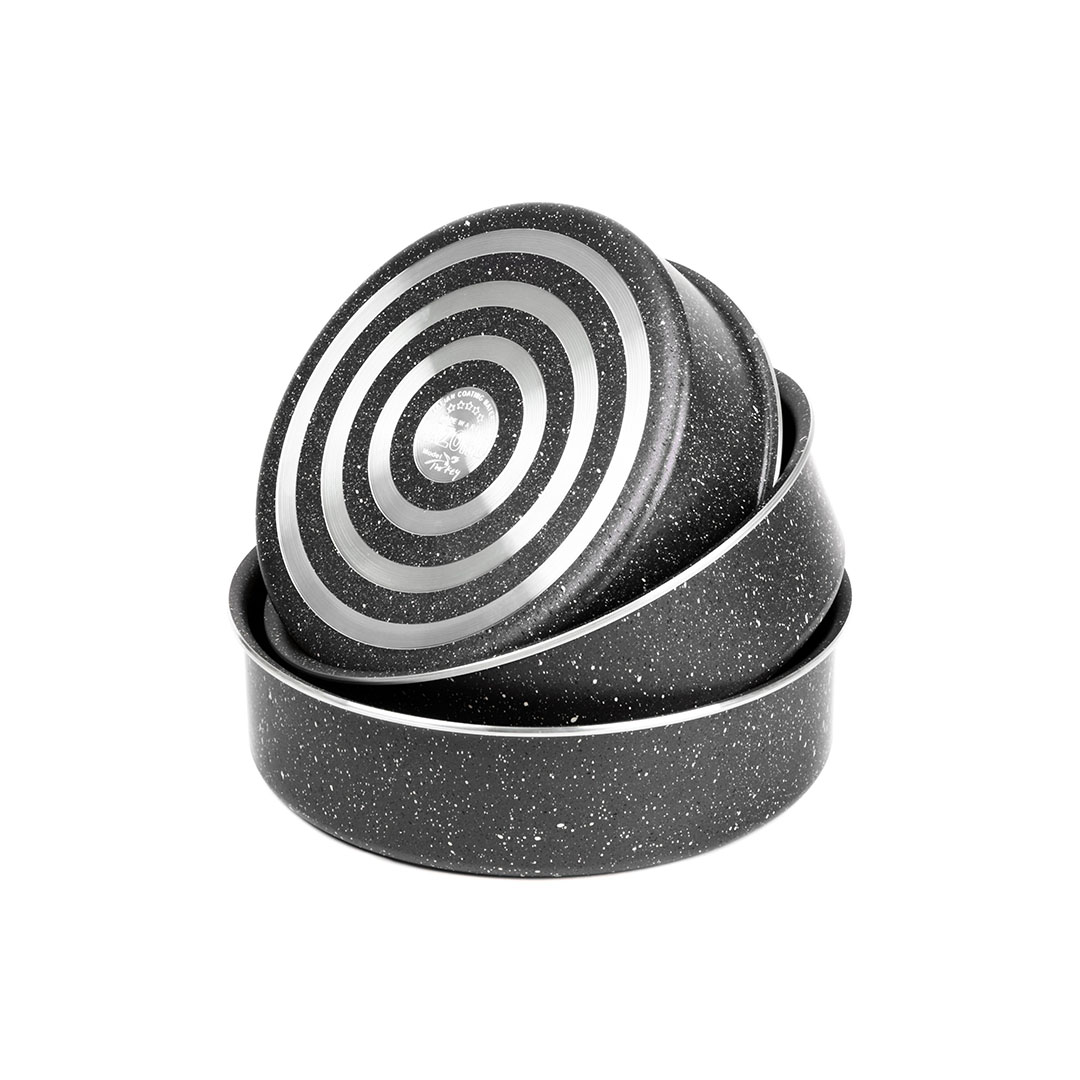 صواني فرن جرانيت برو من لازورد - 3 قطع - مقاس 24، 26، 28 سم - أسود