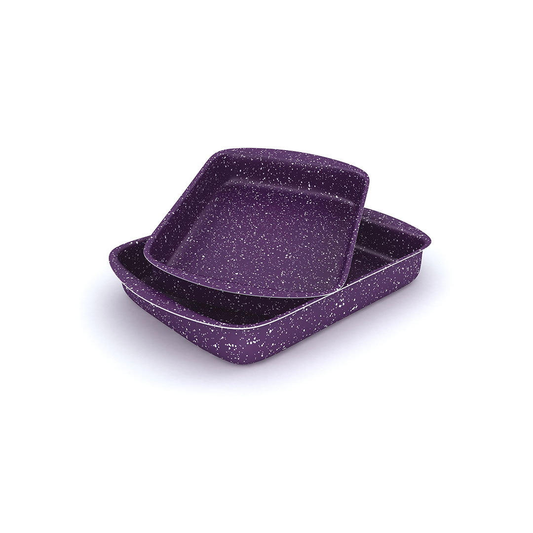 طاجن فرن مستطيل من لازورد جرانيت بلس - موف - 2 قطعة