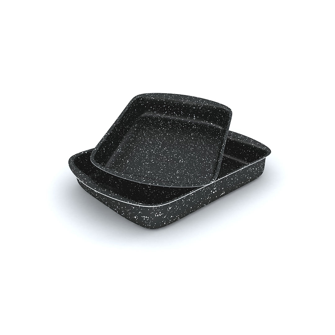 طاجن فرن مستطيل من لازورد جرانيت بلس - أسود - 2 قطعة