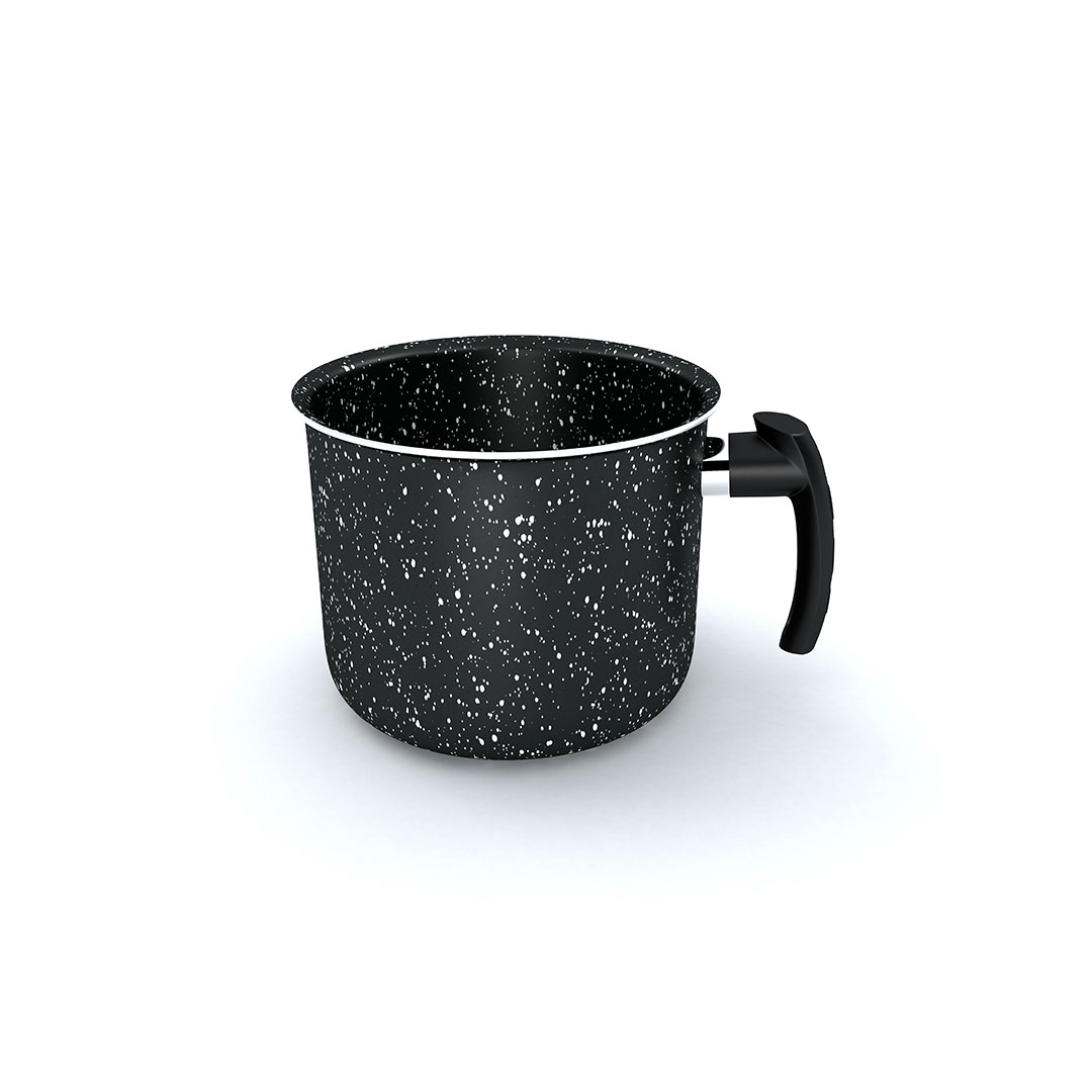 لبانة جرانيت لازورد بغطاء ستانلس - 16 سم - أسود