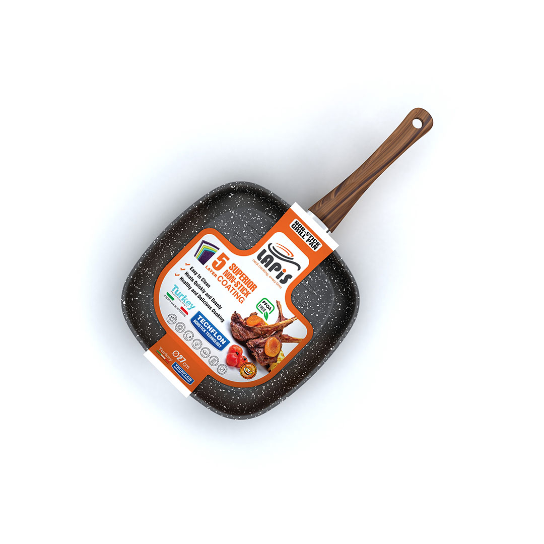 مقلاة شواء مربعة جرانيت من لابيس - 27 سم - أسود