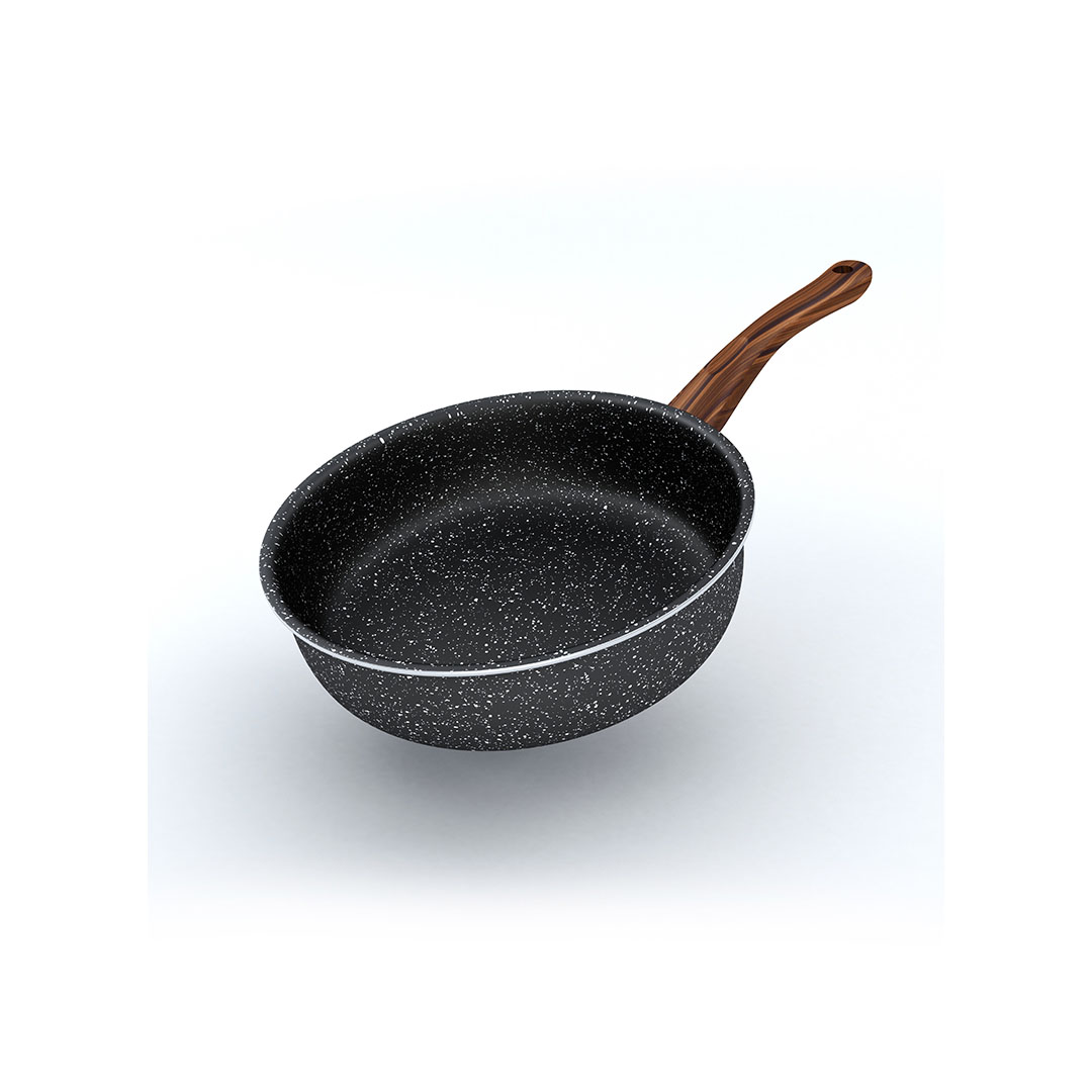 مقلاة جرانيت لابيس مع مصفاة ستانلس - 24 سم - أسود
