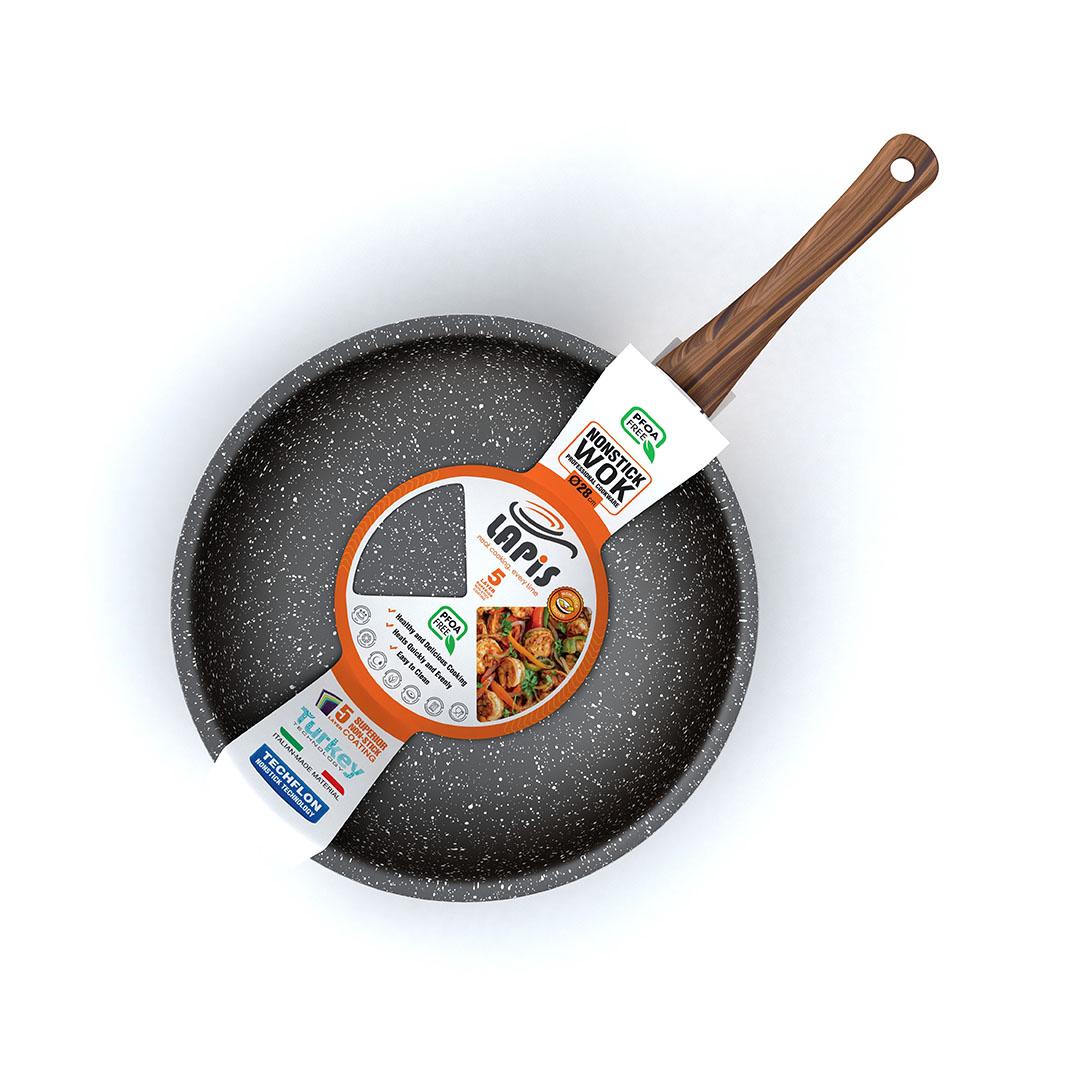 مقلاة عميقة من الجرانيت من لابيس - 28 سم - أسود