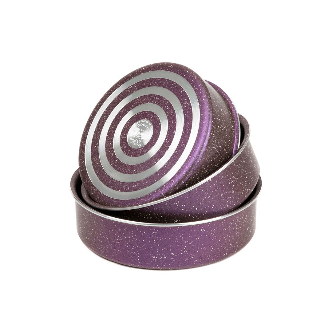 صواني فرن جرانيت برو من لازورد - 3 قطع - مقاس 24، 26، 28 سم - بنفسجي