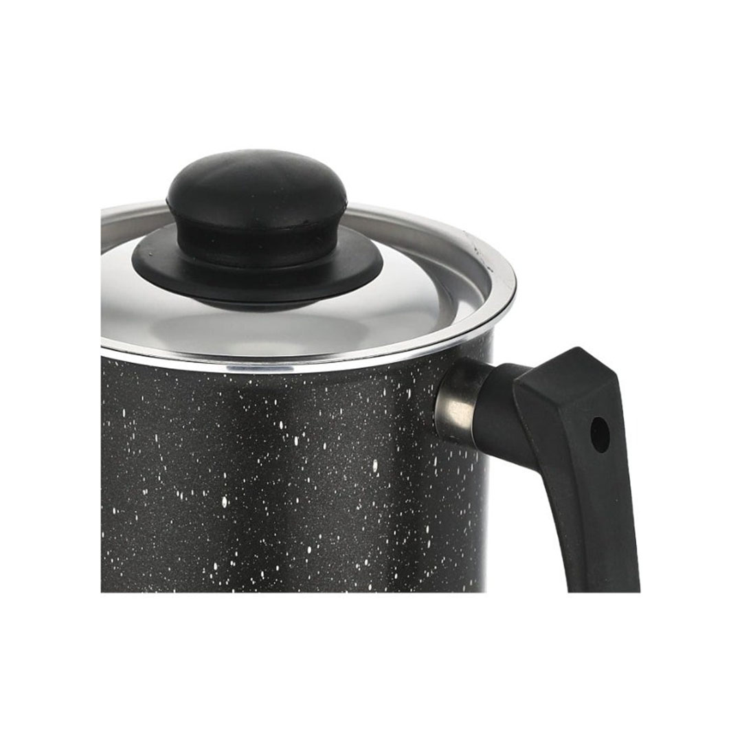 لبانة جرانيت لازورد بغطاء ستانلس - 14 سم - أسود