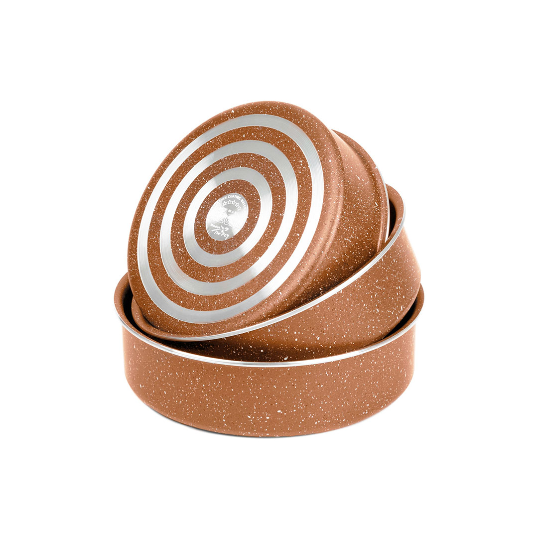 صواني فرن جرانيت برو من لازورد - 3 قطع - مقاس 24، 26، 28 سم - نحاسي