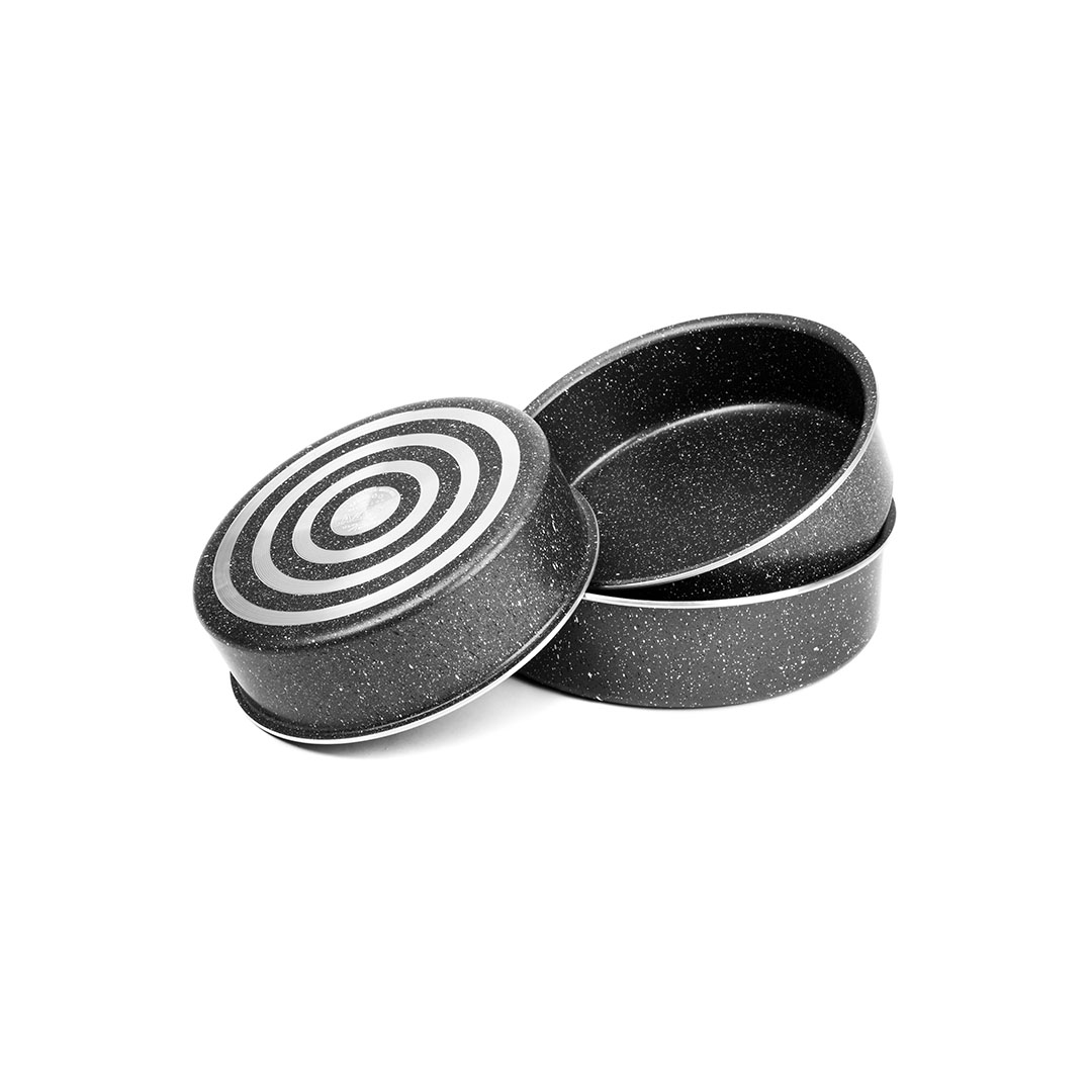 صواني فرن جرانيت برو من لازورد - 3 قطع - مقاس 24، 26، 28 سم - أسود