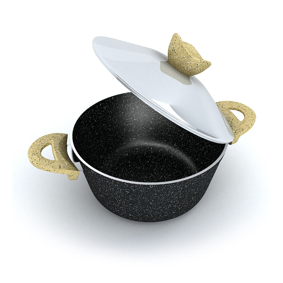 طقم حلل جرانيت برو من لازورد - 9 قطع - أسود