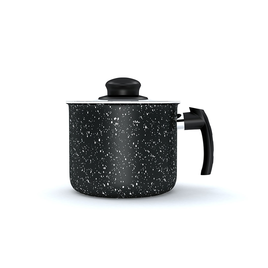 لبانة جرانيت لازورد بغطاء ستانلس - 16 سم - أسود