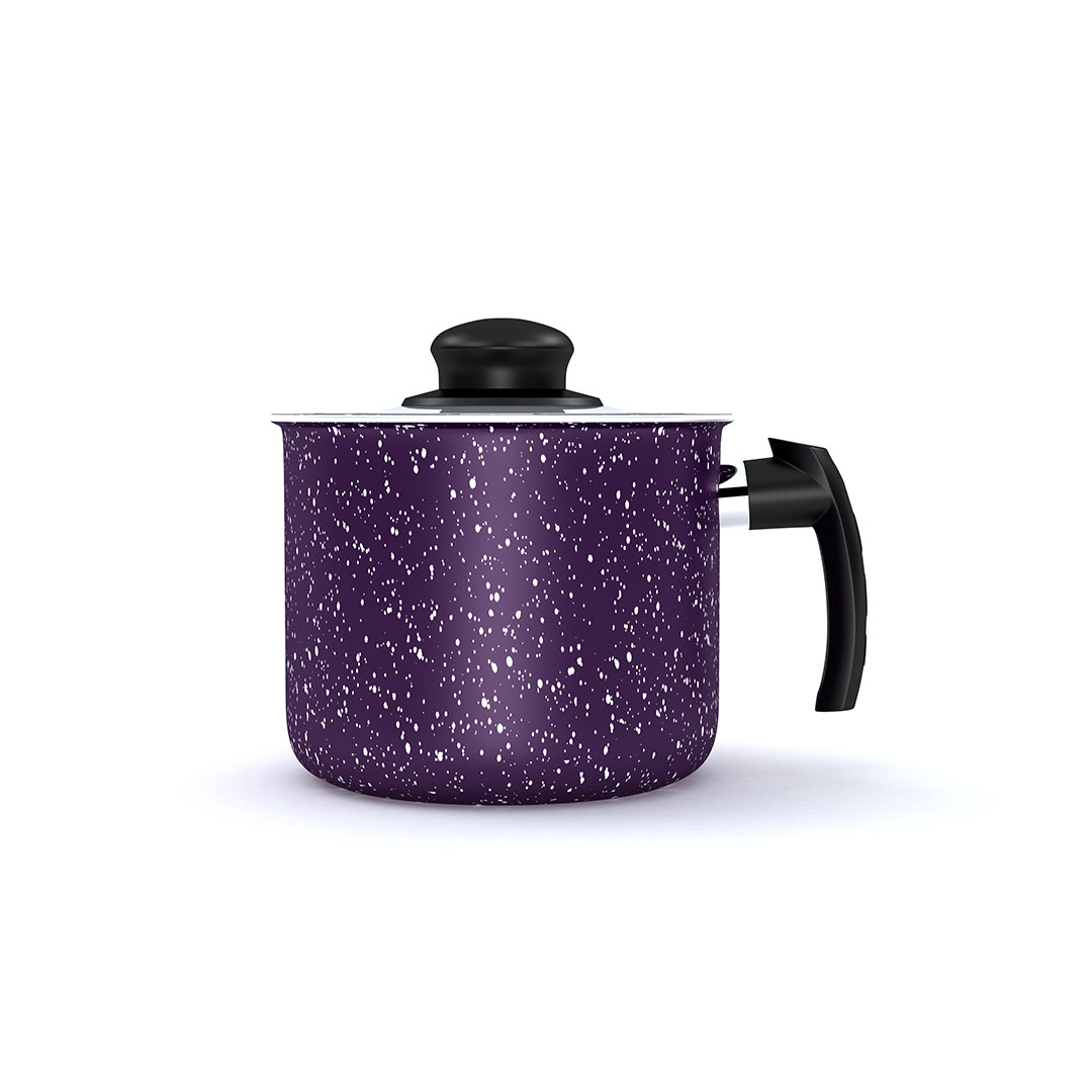 لبانة جرانيت لازورد بغطاء ستانلس - 16 سم - موف