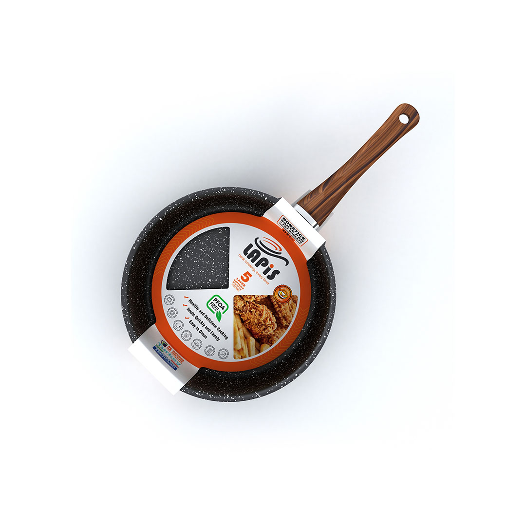 مقلاة جرانيت لابيس مع مصفاة ستانلس - 24 سم - أسود