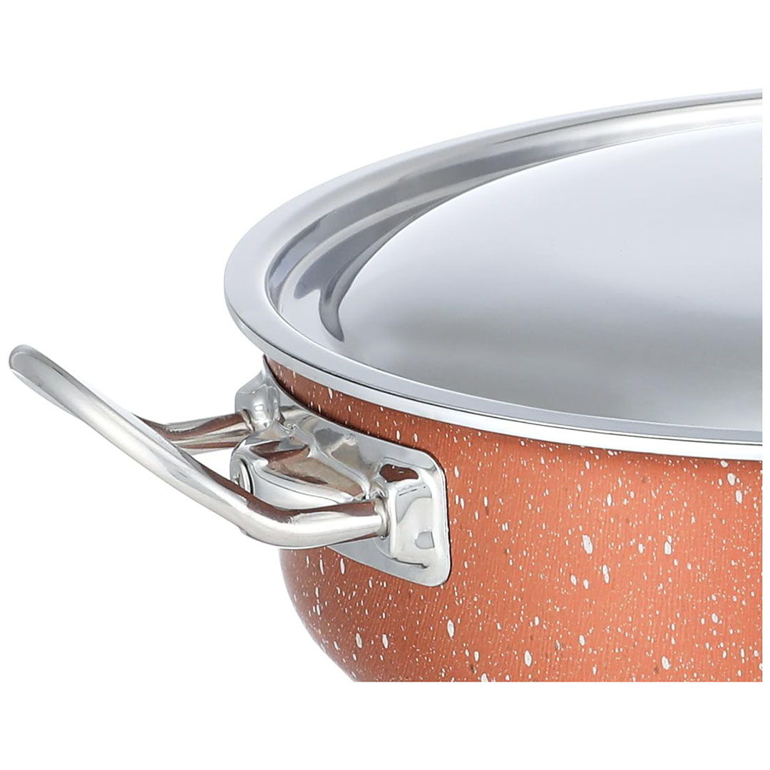 صواني جرانيت برو من لازورد - 4 قطع - مقاس 26، 28 سم - نحاسي