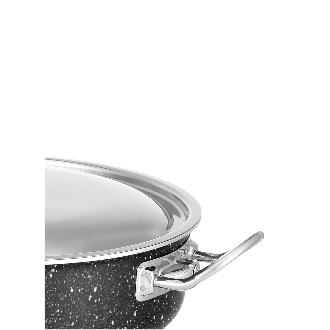 مقلاة جرانيت برو من لازورد - 4 قطع - مقاس 26 ، 28 سم - أسود