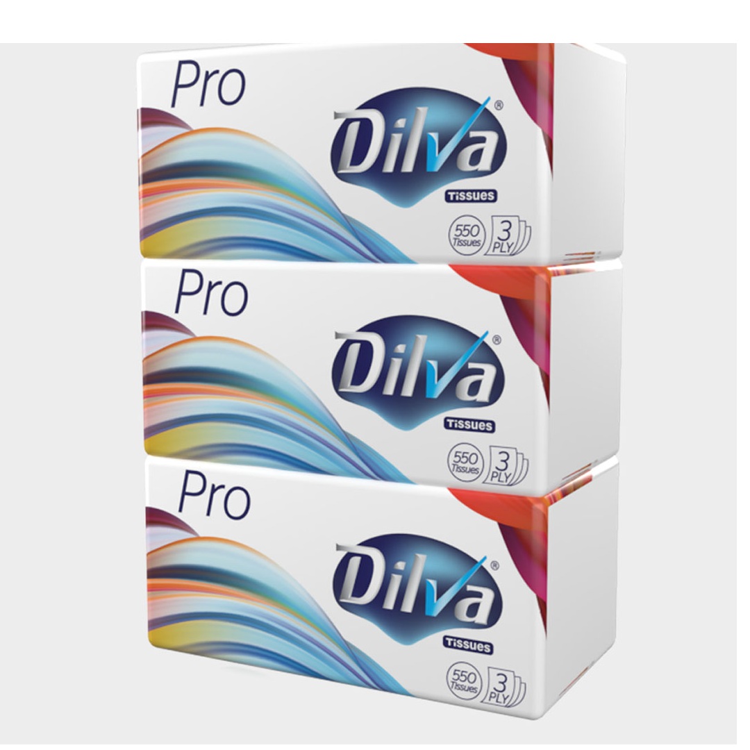 ديلفا مناديل سحب برو 3 طبقات - 550 منديل - 3 قطع