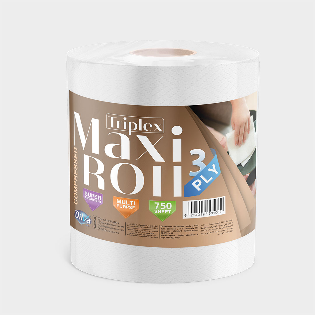 ديلفا مناديل ماكس رول - 3 طبقات - 750 شيت - 6 رول