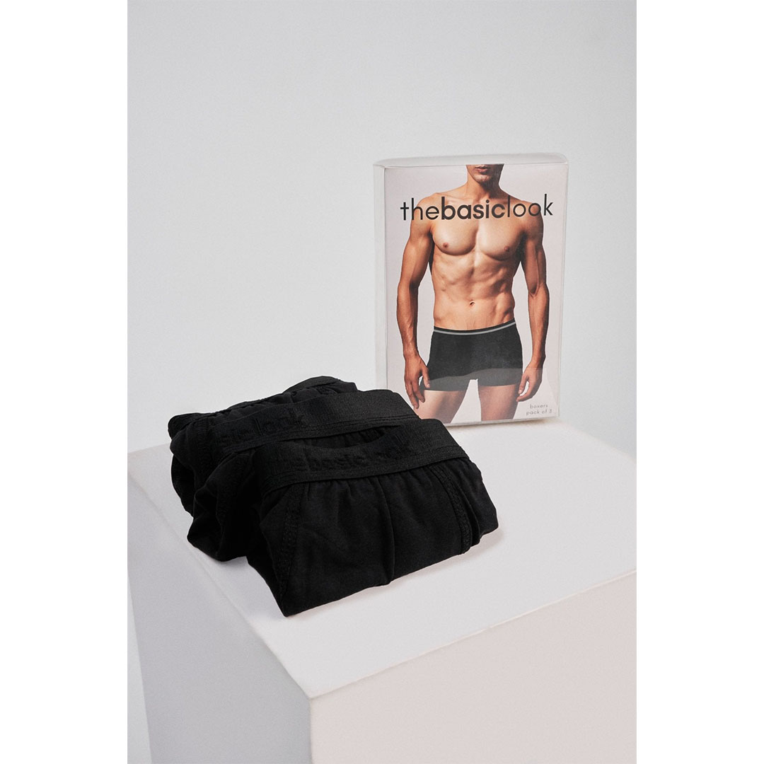 بوكسر رجالي من بيسيك لوك - أسود - 3 قطع
