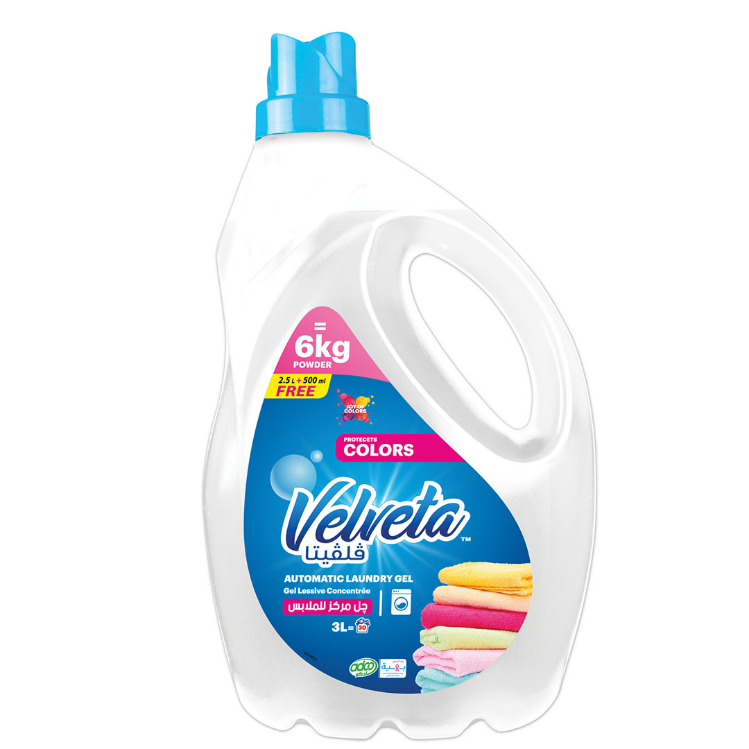 فلفيتا جل غسيل اوتوماتيك للملابس الملونة و البيضاء - 3 لتر