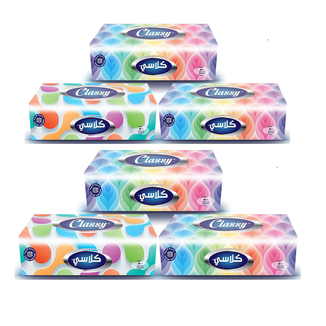 كلاسي مناديل سمارت باك - 500 منديل - 6 قطع