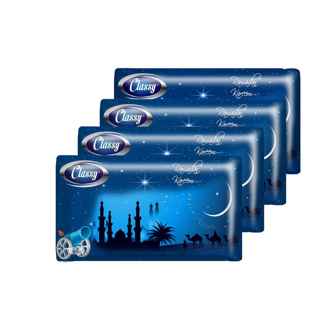 كلاسي مناديل جلو باك - 120 منديل - 4 قطع