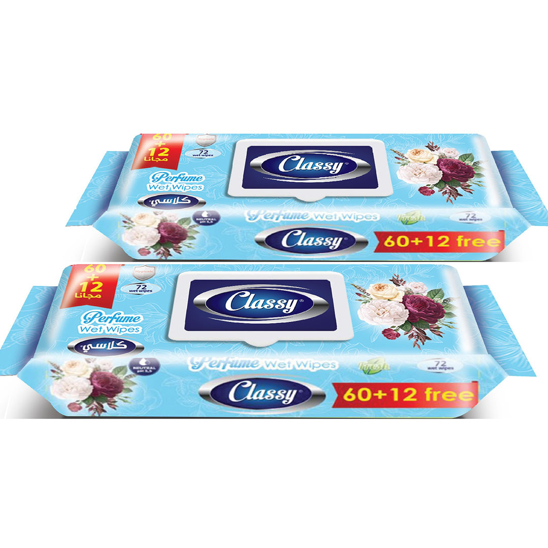 كلاسي مناديل مبللة - 72 منديل - 2 قطعة