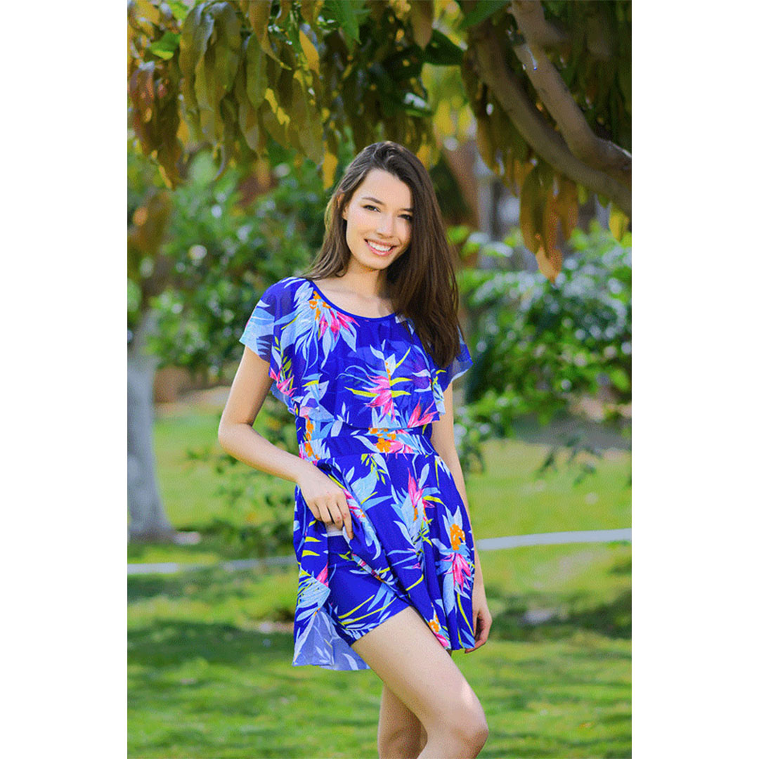 مايوه حريمي قطعة واحدة - أزرق 1906