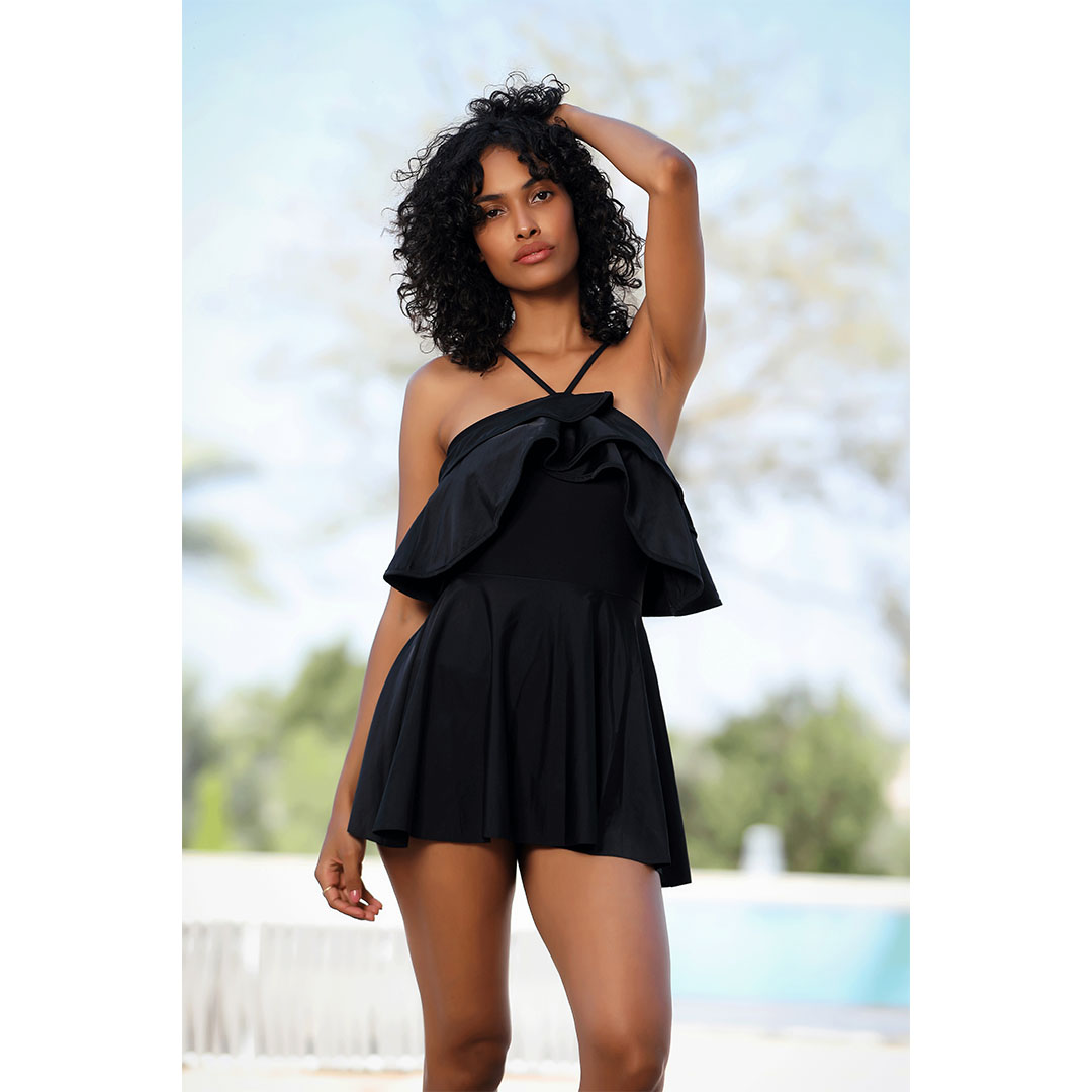 مايوه حريمي قطعة واحدة - أسود 8025