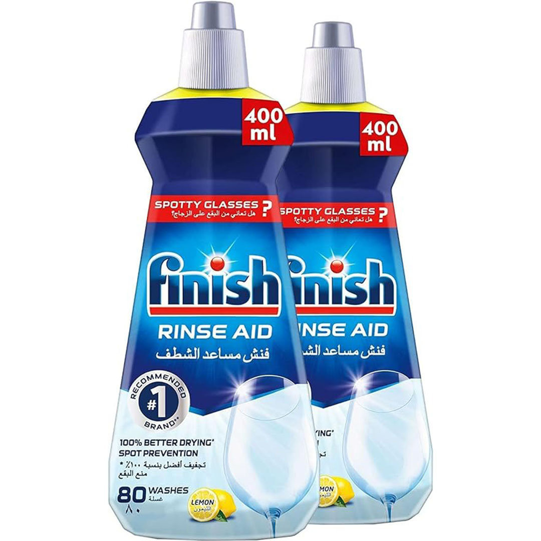 فينيش مساعد شطف لغسالات الاطباق - ليمون - 400 مللي - 2 قطعة
