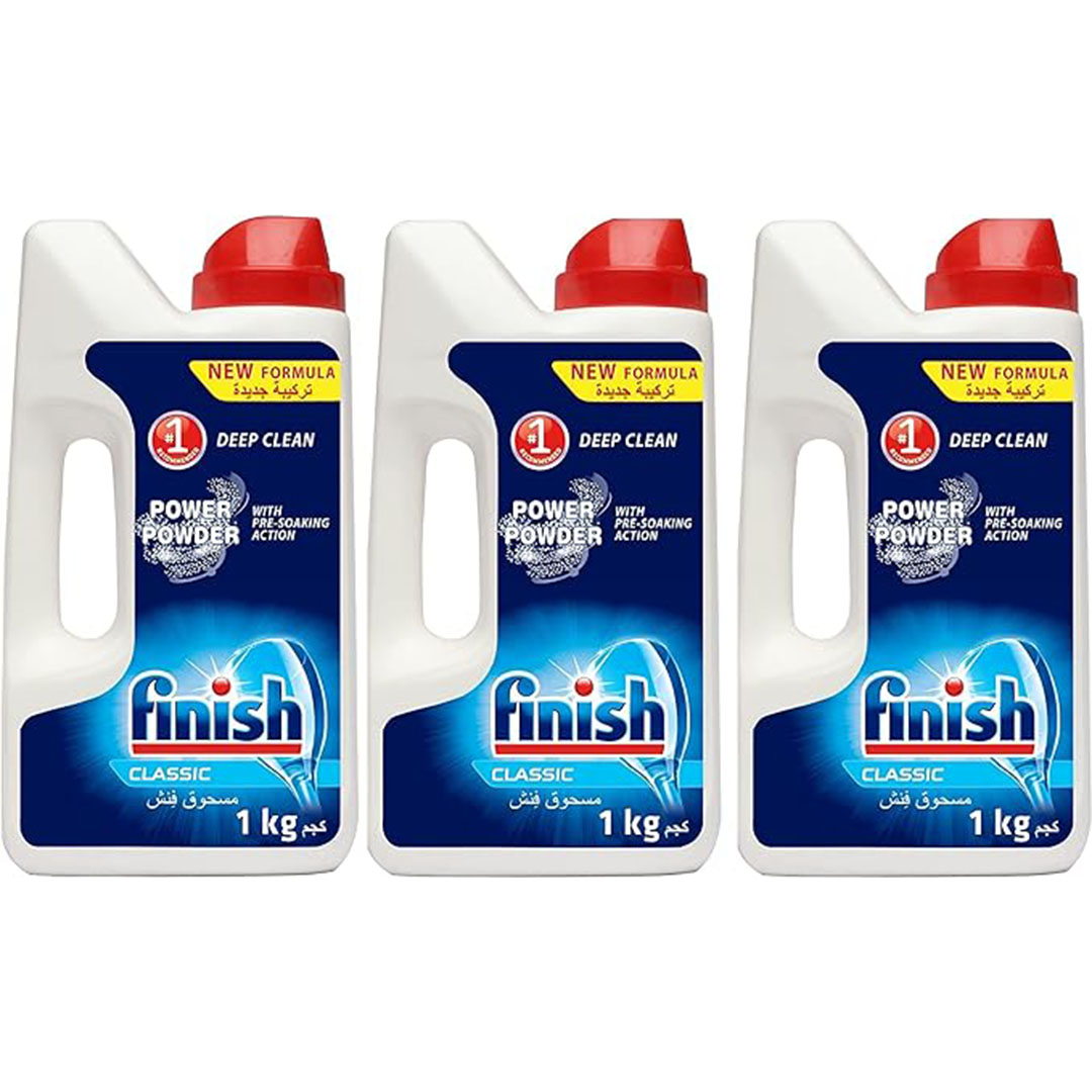 فينيش مسحوق غسيل لغسالات الاطباق - عادي - 1 كجم - 2+1 قطعة