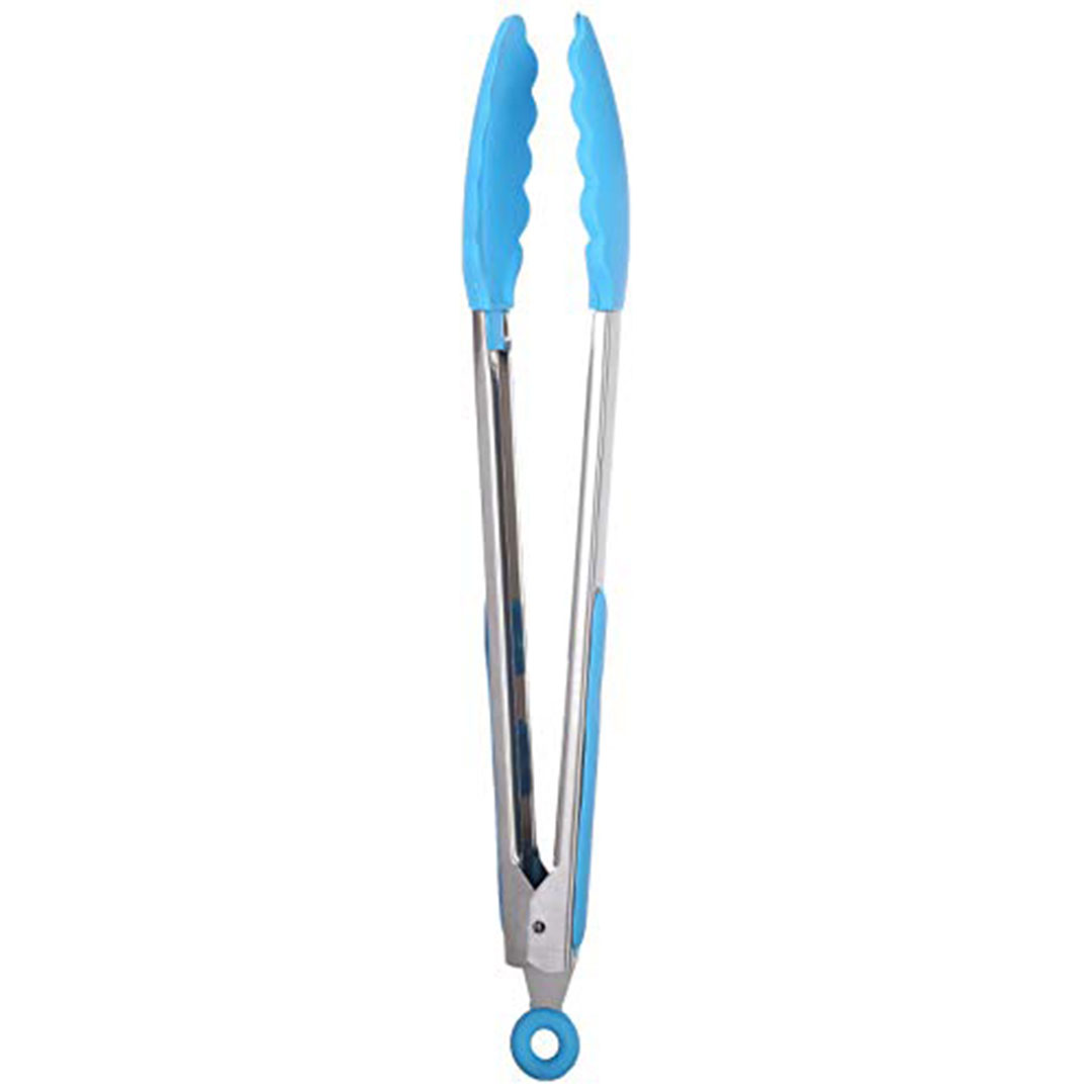 ملقط مطبخ سيليكون من تايجر بمقبض استانلس ستيل - أزرق وفضي