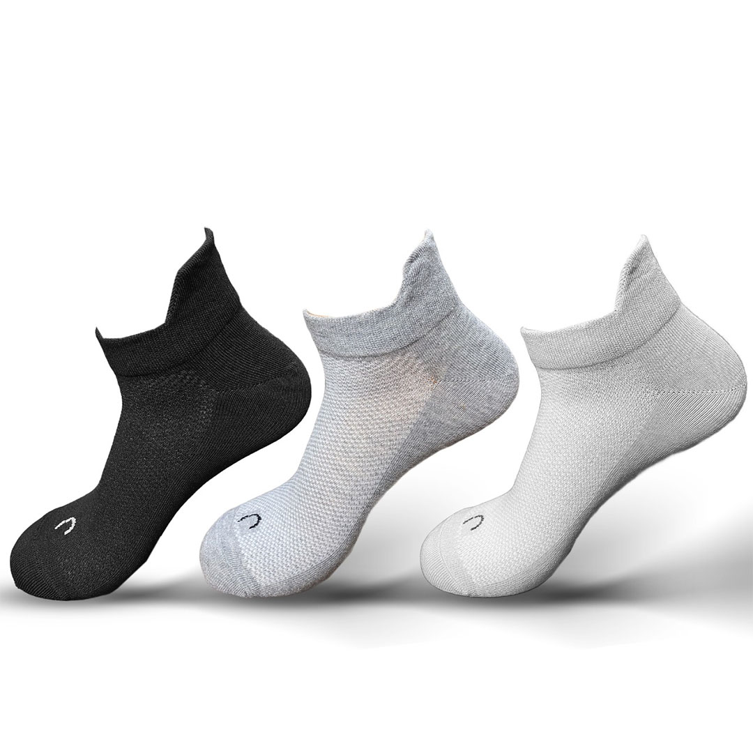 باك 3 قطع شراب شبك رجالي سوكيت - ابيض/رمادي/ اسود