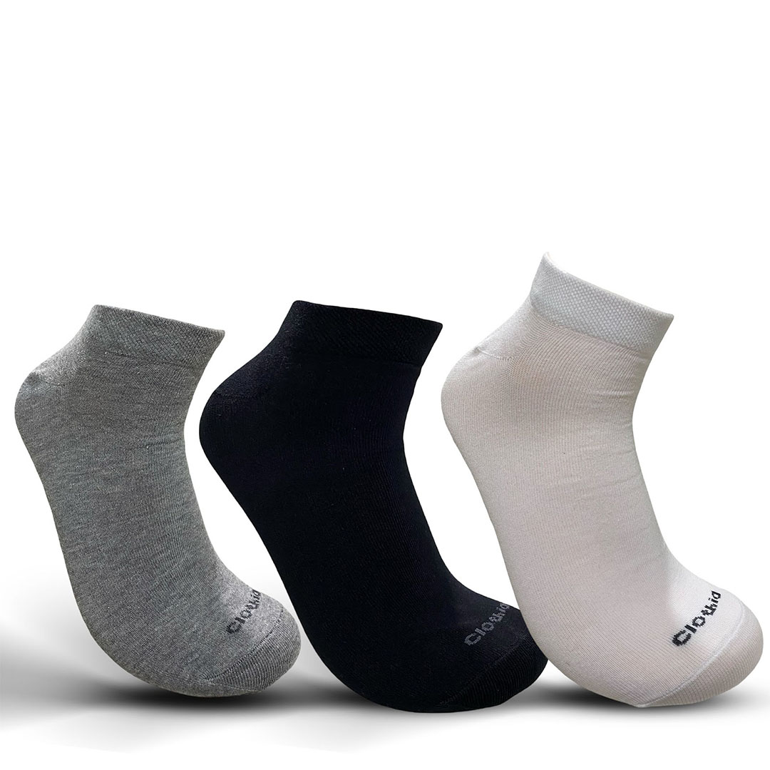 باك 3 قطع شراب رجالي سوكيت - ابيض/رمادي/اسود