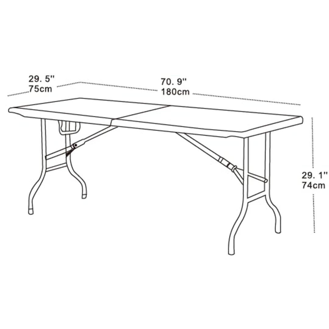 طاولة طويلة قابلة للطي  180 سم - أبيض