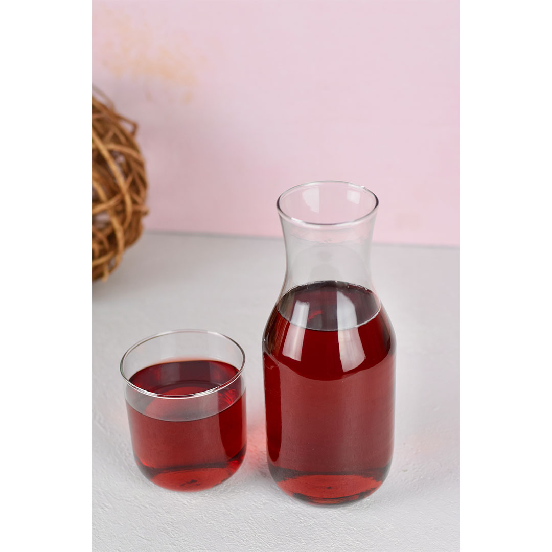 زجاجة اسطنبول مضلعة بغطاء + كوب - شفافة - 840 مل