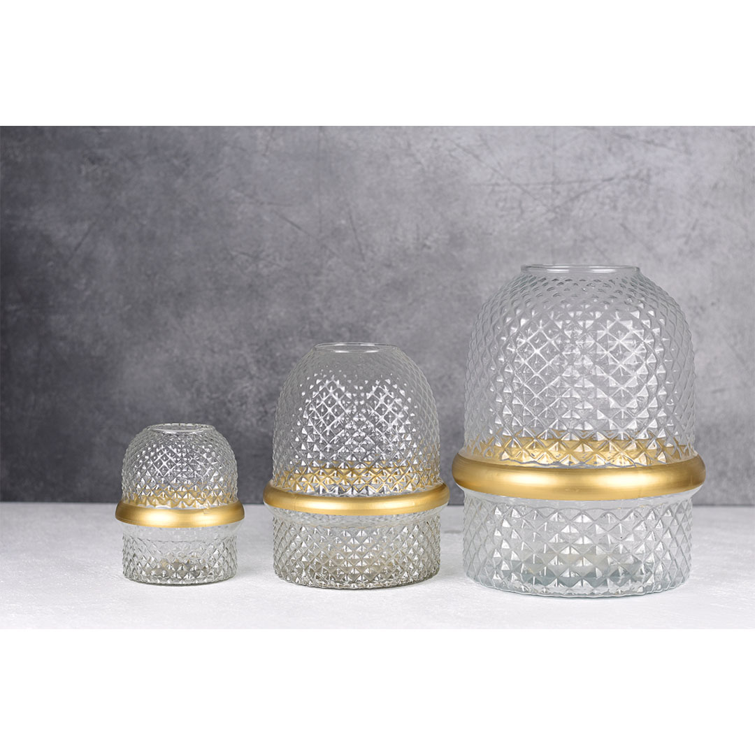 طقم فازات ليفيا الزجاجي - 3 قطع شفاف - 24*20 / 18*15 / 12*10